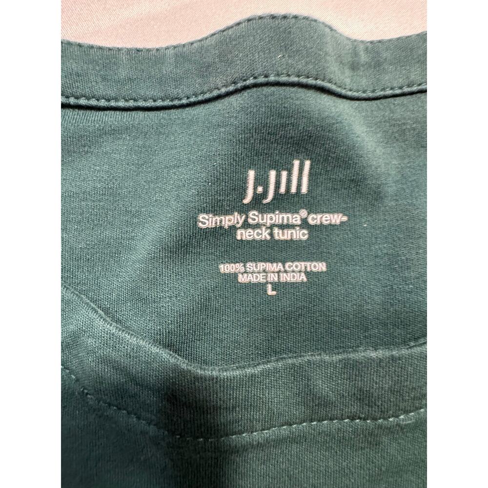 J Jill Simply Supima Crew Neck Tunic 100% Cotton Women’s Large Hunter Green Top - Picture 3 of 7